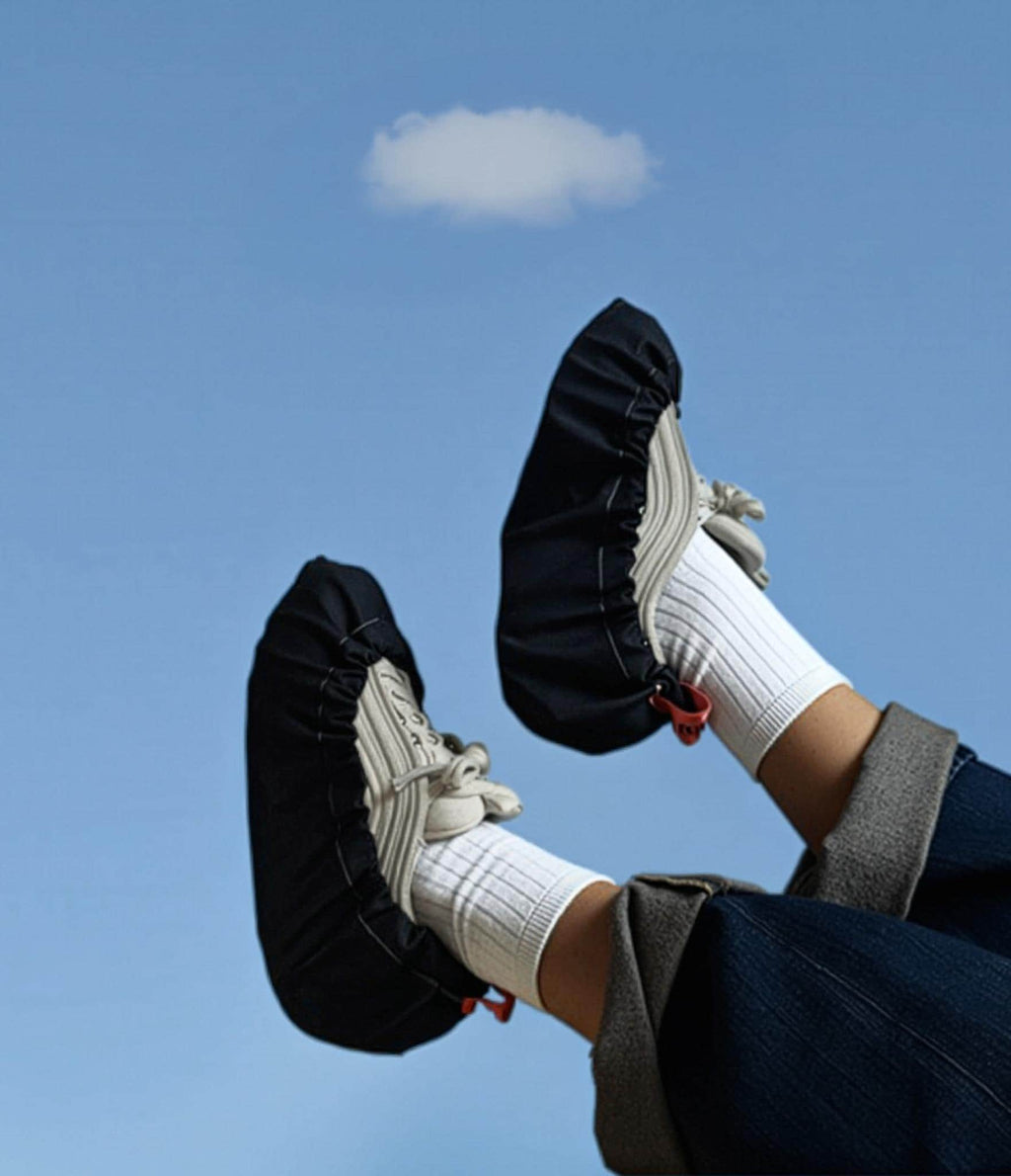 reusable shoe covers:  upcycled  waterproof  anti-slip  washable  (black)