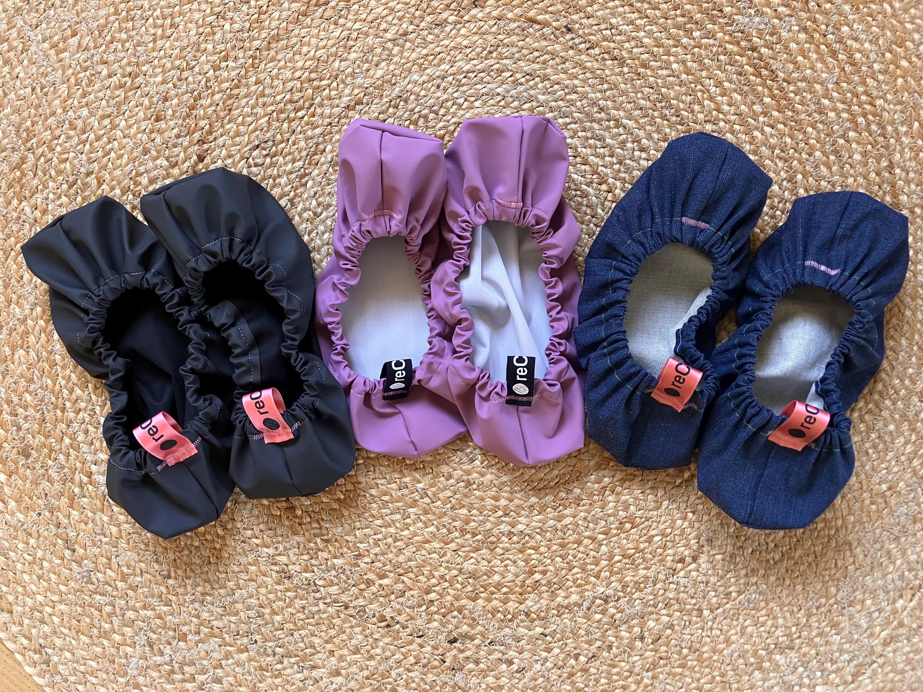 reusable shoe covers:  upcycled  washable  durable  stylish  (denim)