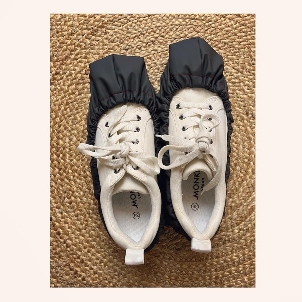 reusable shoe covers:  upcycled  waterproof  anti-slip  washable  (black)