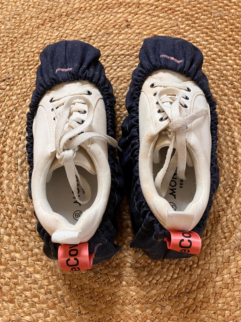 reusable shoe covers:  upcycled  washable  durable  stylish  (denim)