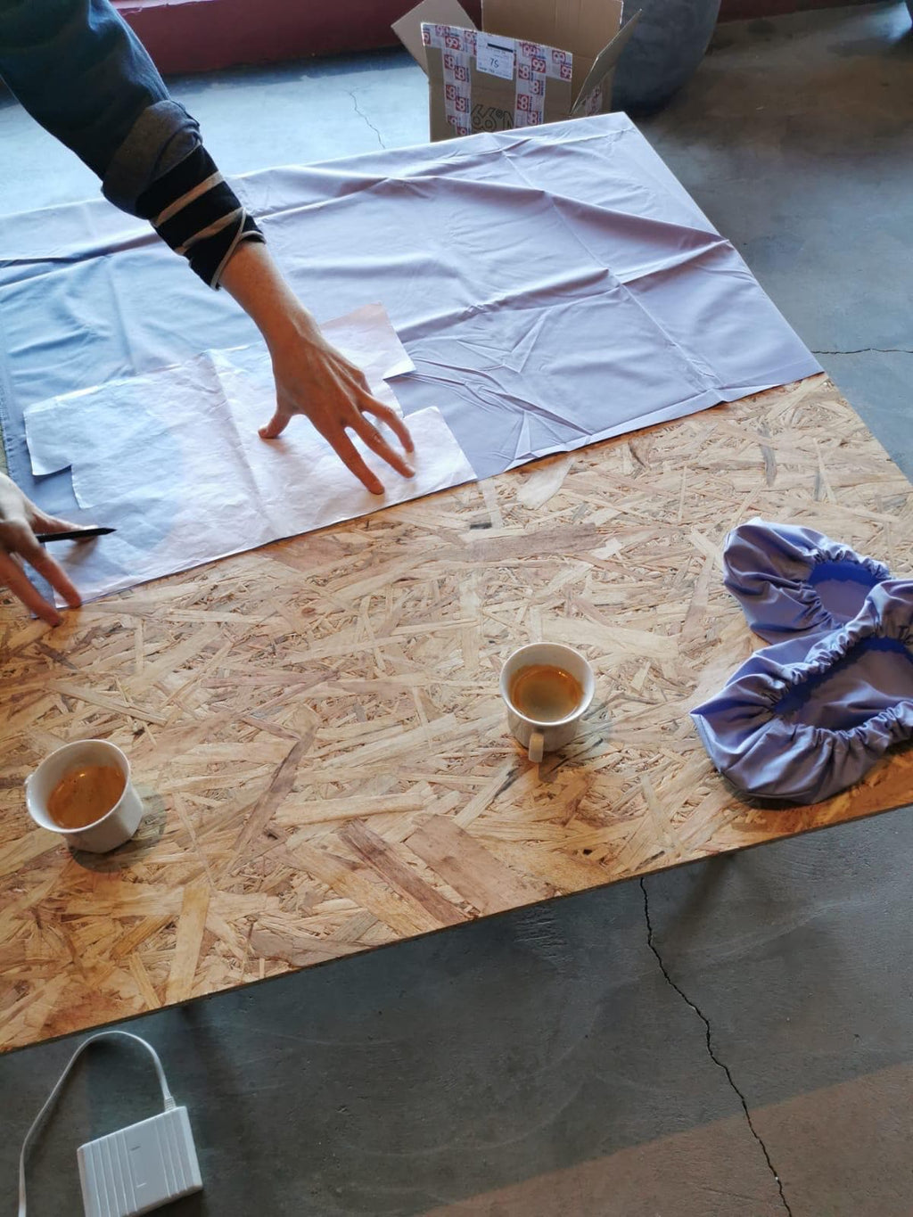 reusable shoe covers:  upcycled  waterproof  anti-slip  washable  (pastel blue)