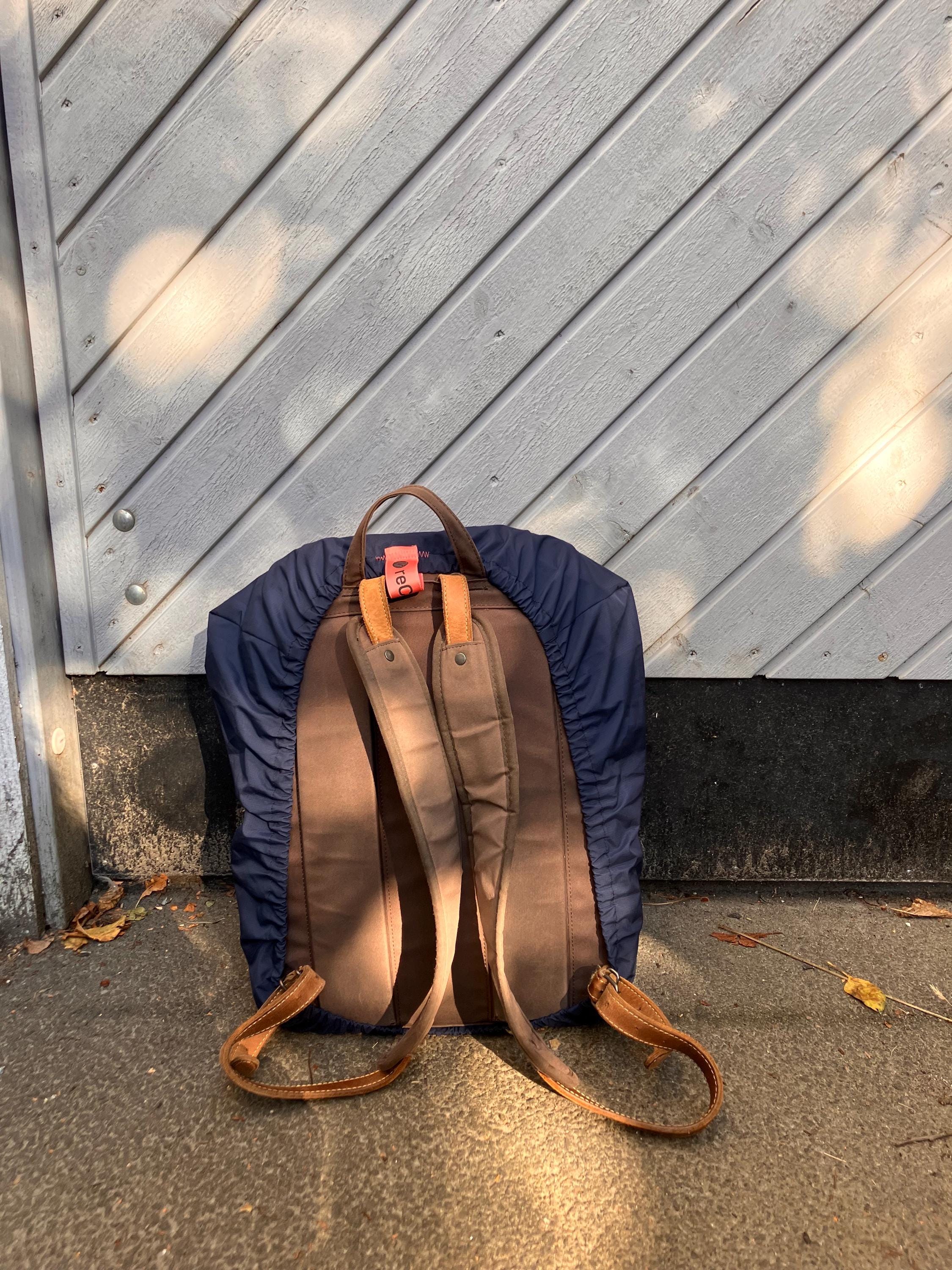 reusable backpack rain cover: upcycled waterproof & durable (navy blue)
