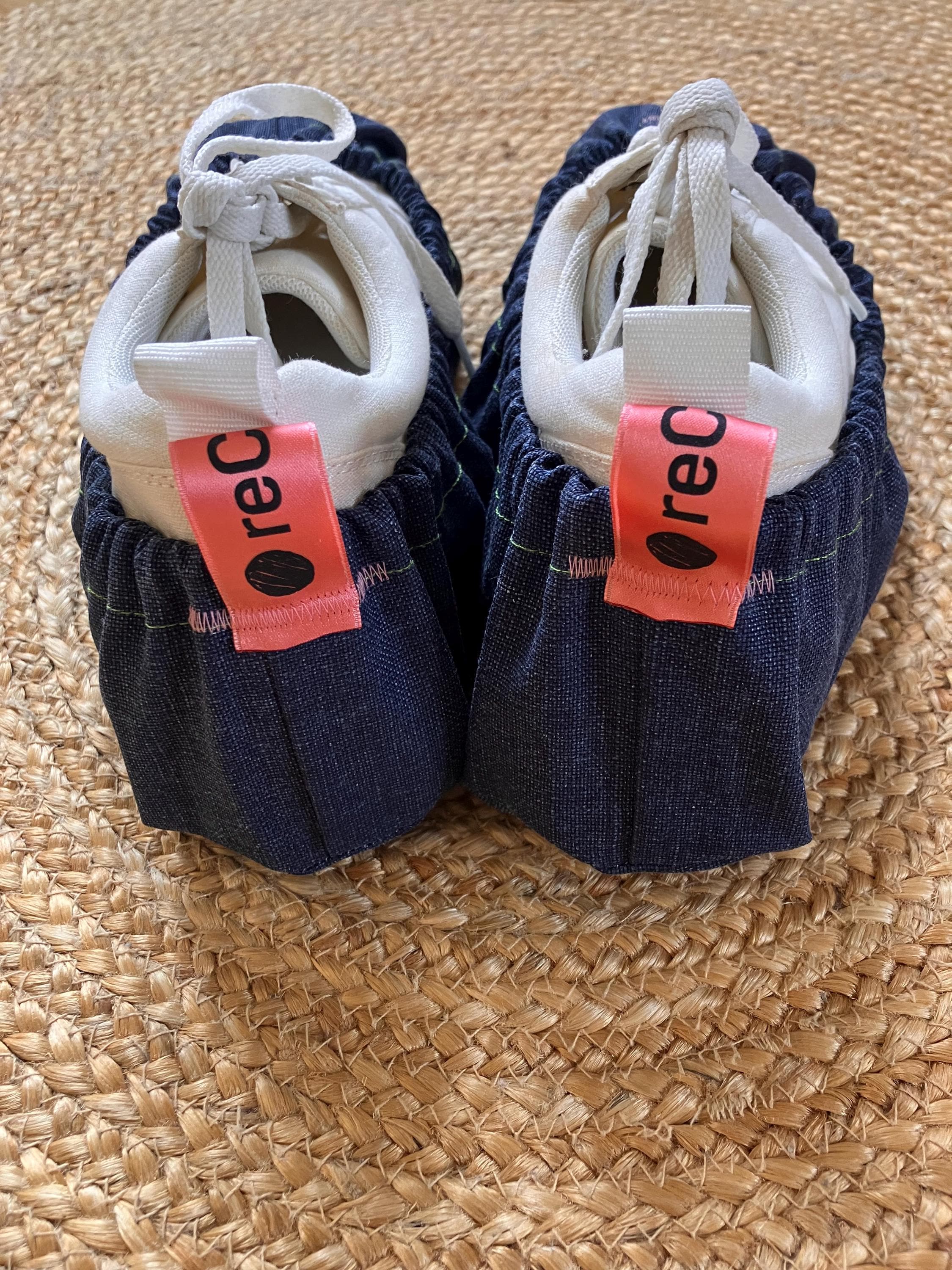 reusable shoe covers:  upcycled  washable  durable  stylish  (denim)