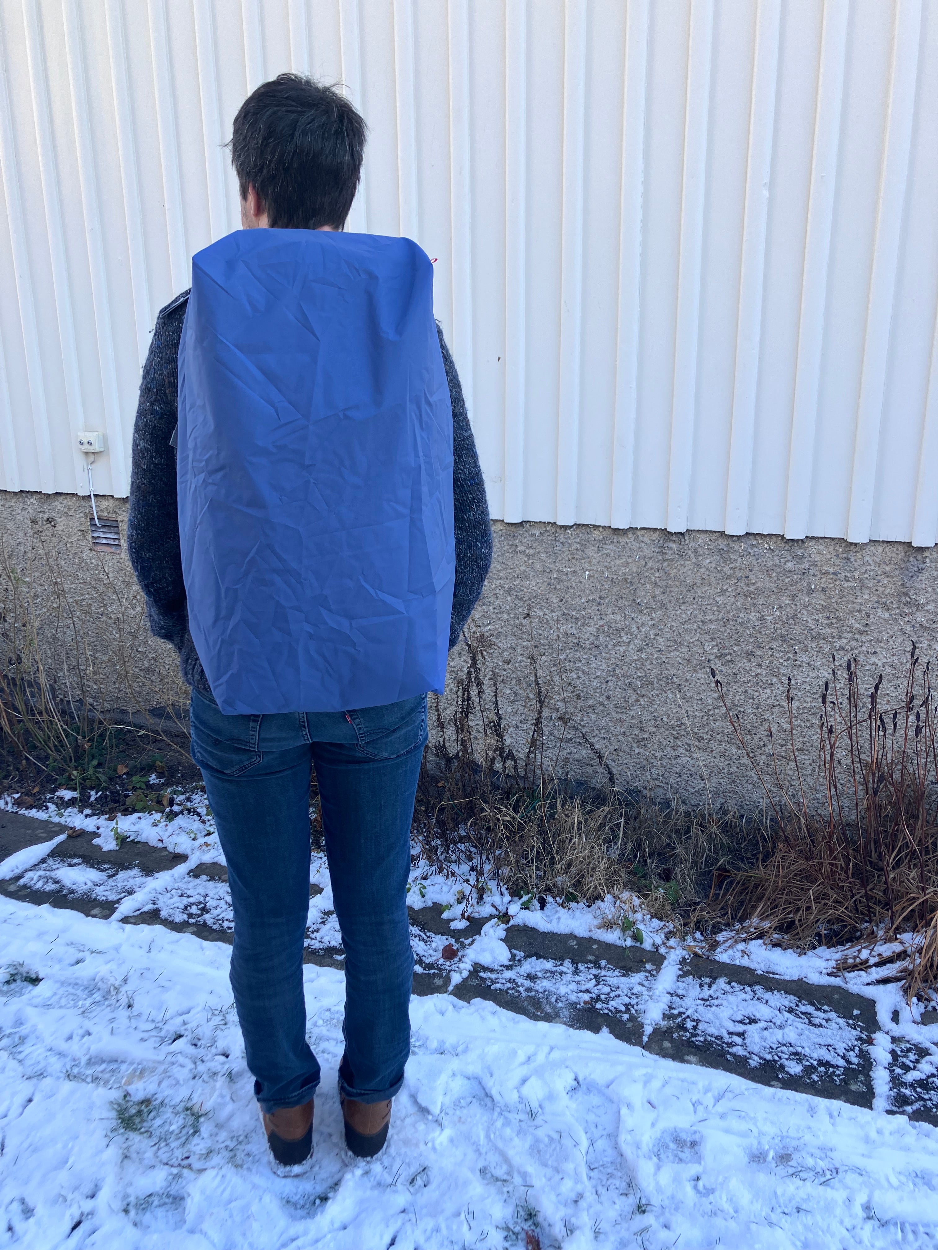 reusable backpack rain cover: upcycled waterproof & durable (soft muted blue)