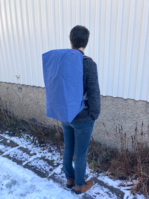 reusable backpack rain cover: upcycled waterproof & durable (soft muted blue)