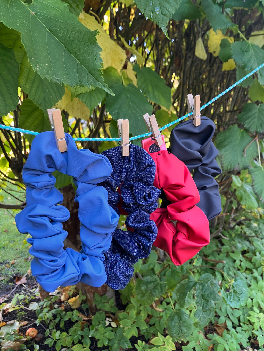 upcycled scrunchies: waterproof & denim