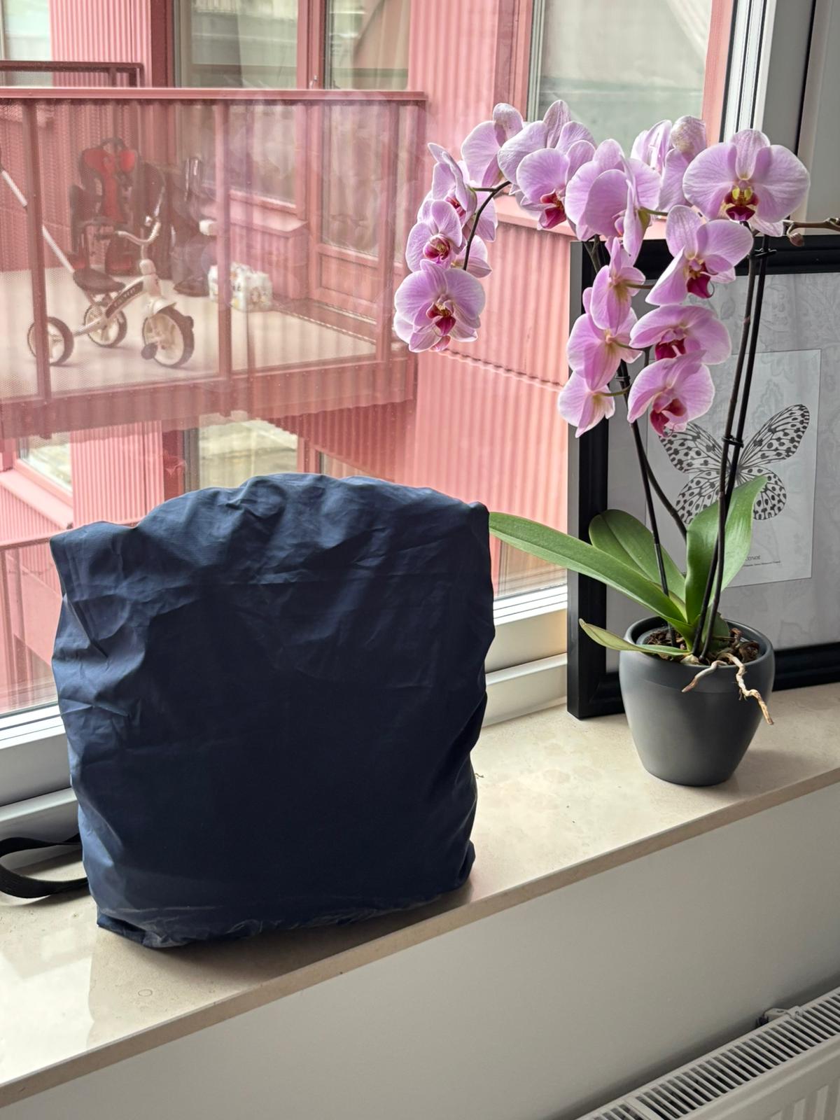 reusable backpack rain cover: upcycled waterproof & durable (navy blue)