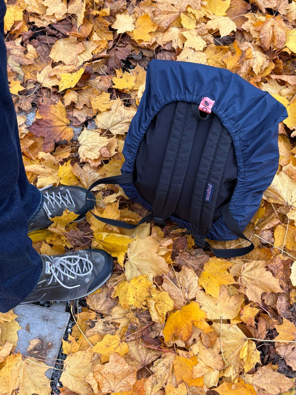 reusable backpack rain cover: upcycled waterproof & durable (navy blue)