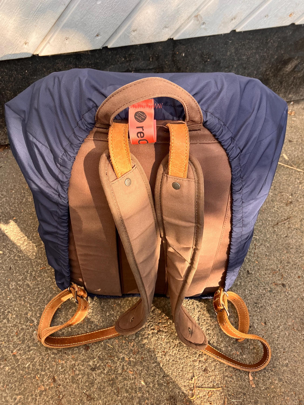 reusable backpack rain cover: upcycled waterproof & durable (navy blue)