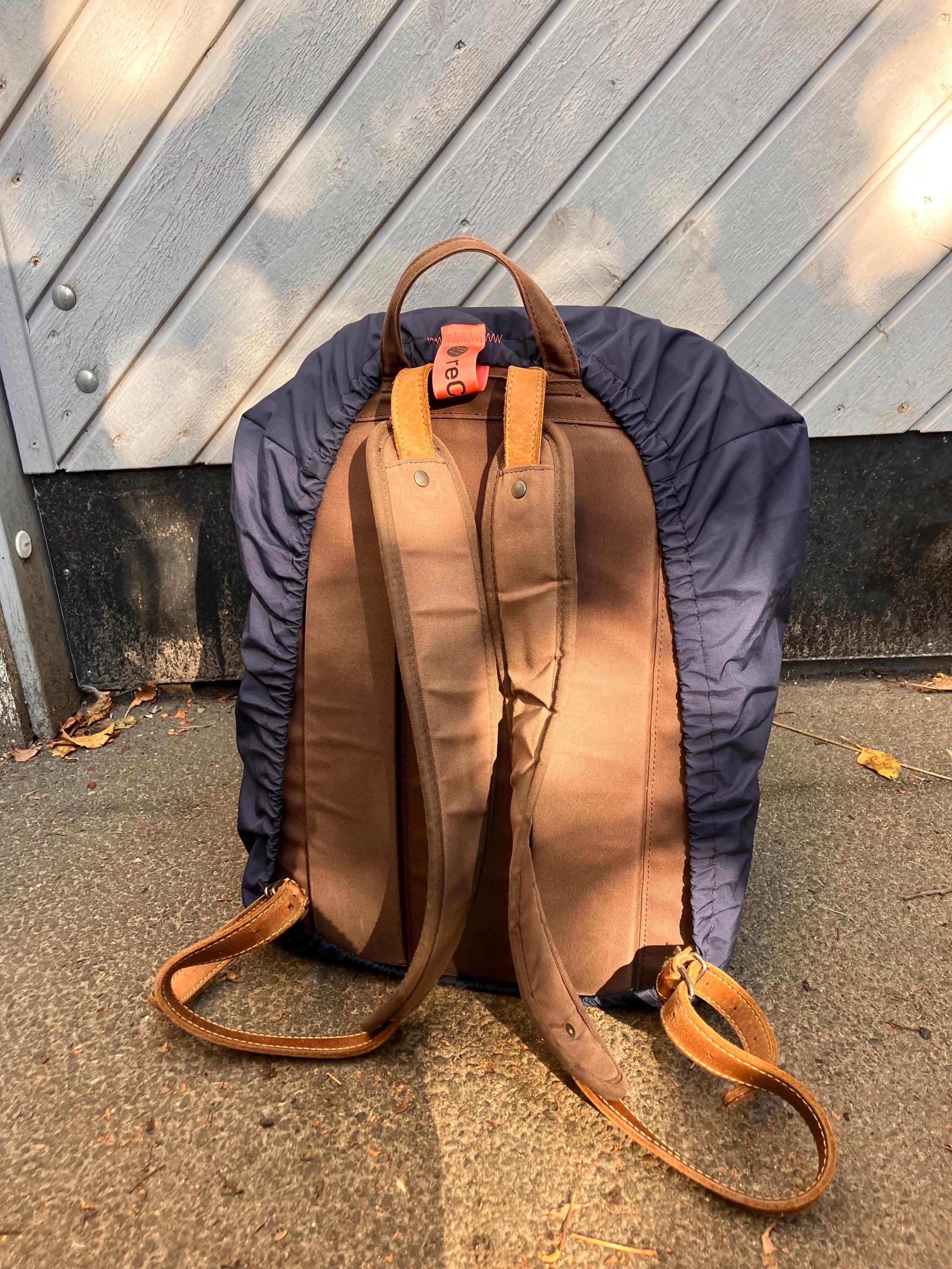 reusable backpack rain cover: upcycled waterproof & durable (navy blue)