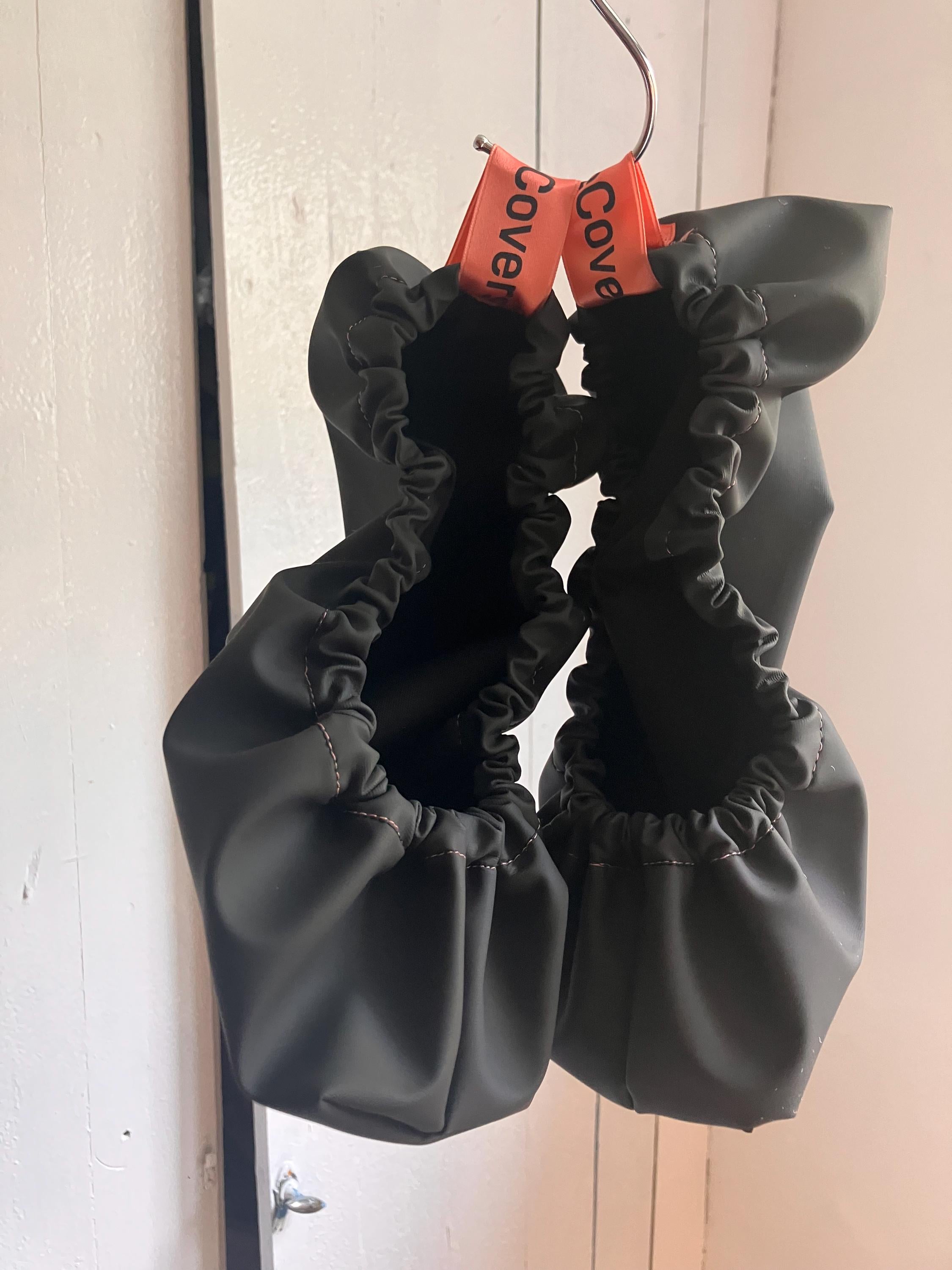 reusable shoe covers:  upcycled  waterproof  anti-slip  washable  (black)